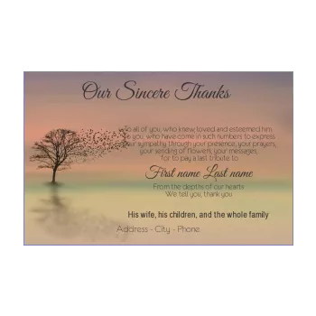 card thanks death condolences bird orange thank you tree 