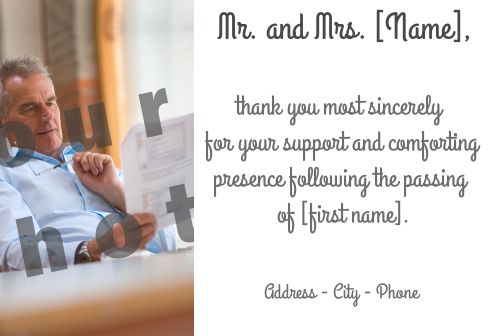 Card Thanks Death Condolences Thank with photo template