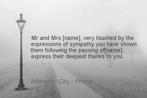 Card Thanks Death Condolences Grey free template