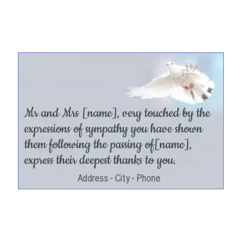 card thanks death condolences bird grey thank you white 