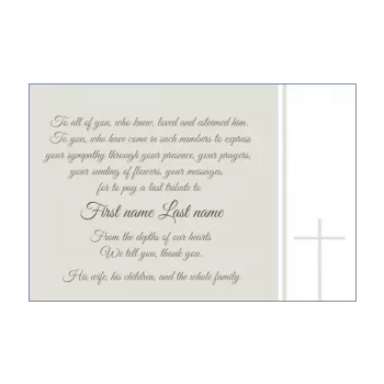 card thanks death condolences brown cross thank you 