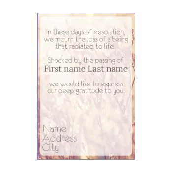 card thanks death condolences flower orange sun thank you tree 