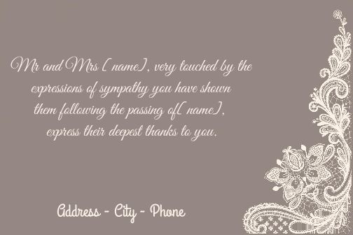 Card Thanks Death Condolences Brown free template