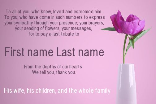 Card Thanks Death Condolences Flower virtual free
