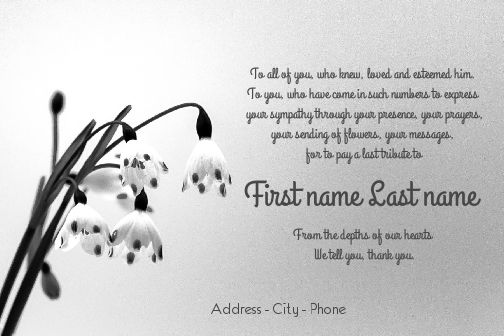 Card Thanks Death Condolences Flower free template
