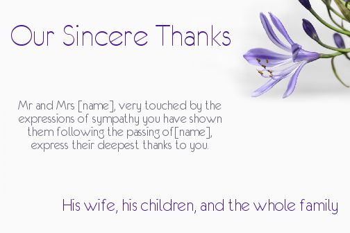 Card Thanks Death Condolences Flower virtual free