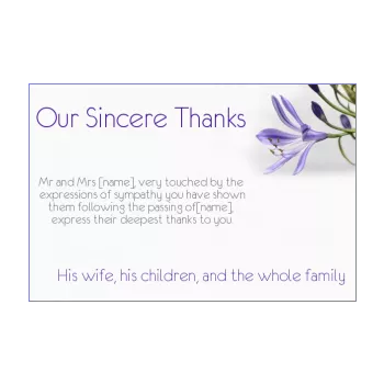 card thanks death condolences flower mauve thank you 