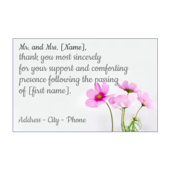 card thanks death condolences flower mauve rose thank you 