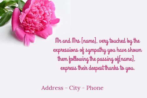 Card Thanks Death Condolences Flower free template