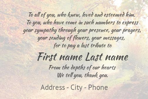 Card Thanks Death Condolences Orange free template