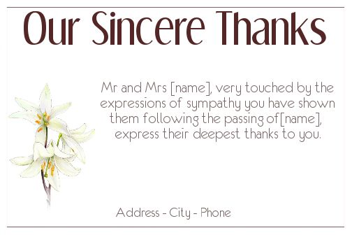 Card Thanks Death Condolences Flower virtual free