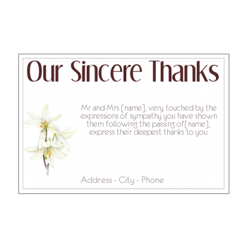 Funeral Thank You Cards free template - printable