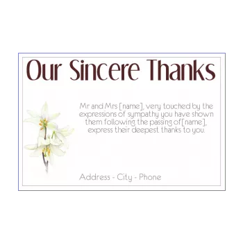 card thanks death condolences flower thank you white 
