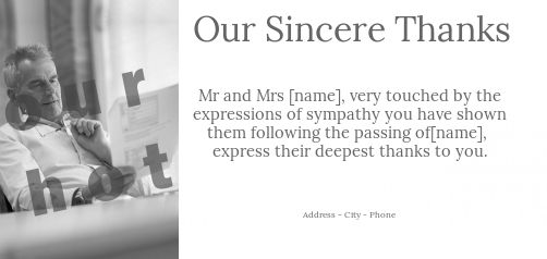 Card Thanks Death Condolences Elegant with photo virtual