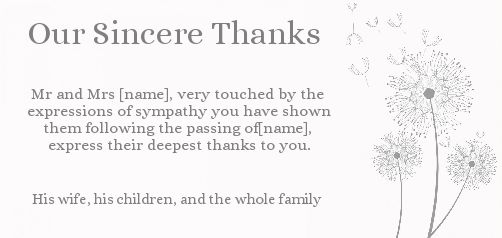 Card Thanks Death Condolences Flower virtual free