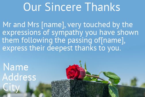 Card Thanks Death Condolences Blue free template