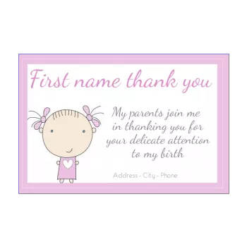 card thanks birth baby drawing girl rose thank you 