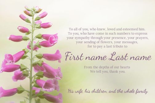 Card Thanks Death Condolences Flower virtual free