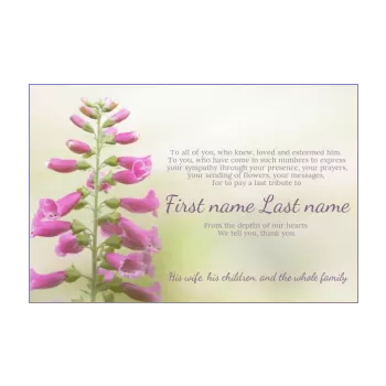 card thanks death condolences flower green mauve thank you 