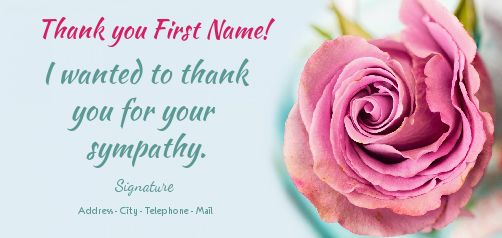 Card Thanks Blue Flower Rose free template
