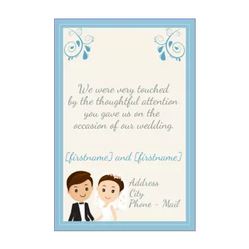 wedding card thanks blue drawing thank you yellow 