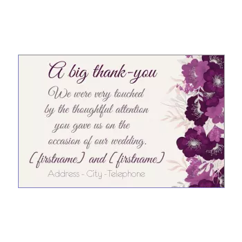 wedding card thanks elegant flower mauve thank you 