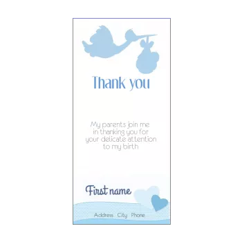 card thanks birth heart bird baby blue thank you 