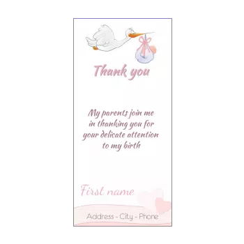 card thanks birth bird baby girl rose thank you animals 