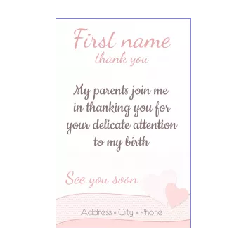 card thanks birth heart baby girl rose thank you 