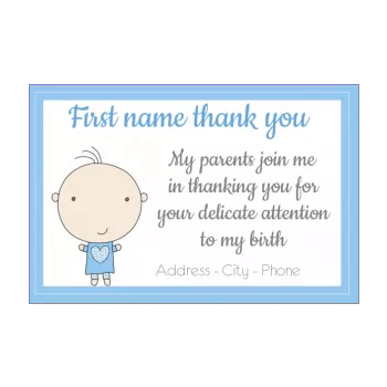 card thanks birth baby blue boy drawing thank you 