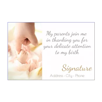 card thanks birth baby brown hand parents thank you 