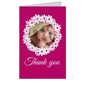 Card Thanks Birth Baby Flower with photo template