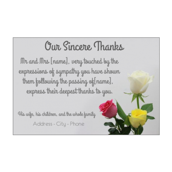 Funeral Thank You Cards Free Template Printable