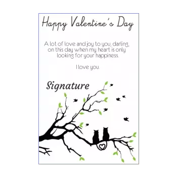 card wishes valentine s day cat black tree animals 