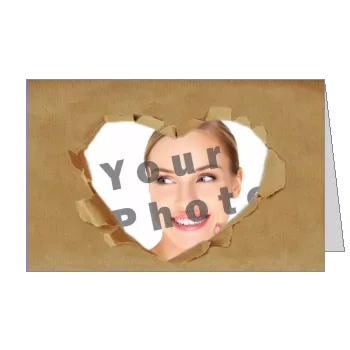 Card Label Wishes Heart Brown with photo template