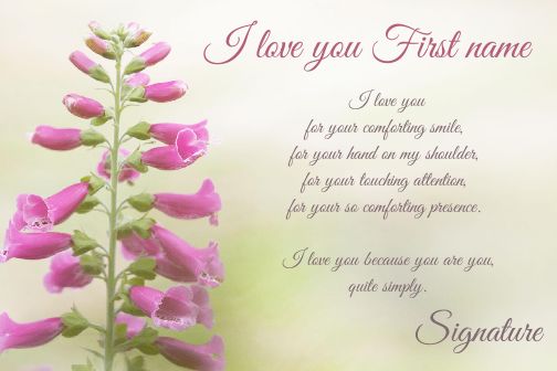 Card Wishes Flower Love Mauve free template