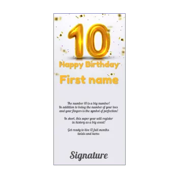 happy birthday card 10 years golden balloon 