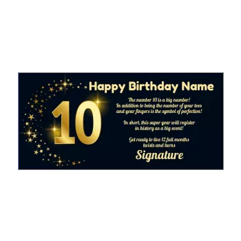 happy birthday card 10 years golden star 