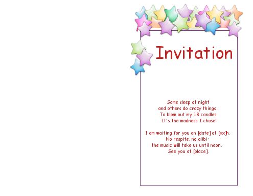 Verso Birthday Invitation 18 Years Old template