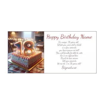 happy birthday card rainbow 18 years old table cake candle 