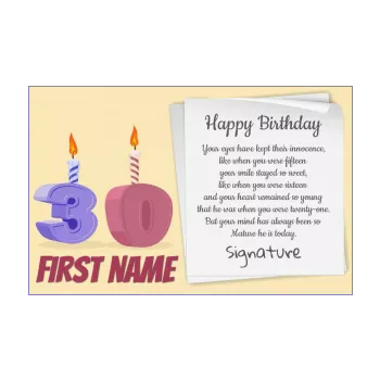 happy birthday card 30 years candle drawing 