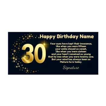 happy birthday card 30 years golden star 