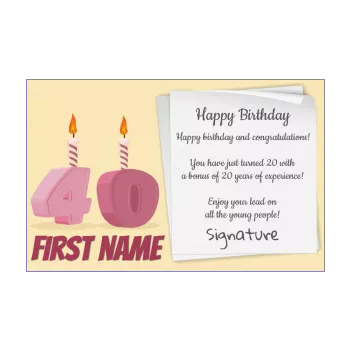 happy birthday card 40 years candle drawing 