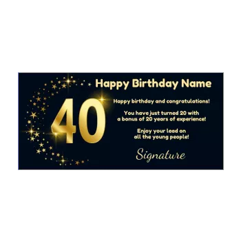 happy birthday card 40 years golden star 