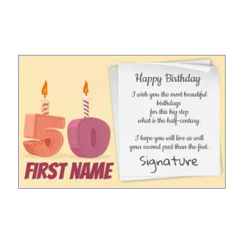 happy birthday card 50 years candle drawing 