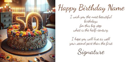 Happy Birthday Card 50 Years virtual free