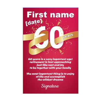 happy birthday card 60 years golden red ribbon 