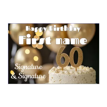 happy birthday card 60 years golden balloon cake 