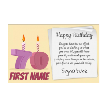 70th Birthday card free printable template or send online