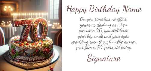 Happy Birthday Card 70 Years free template